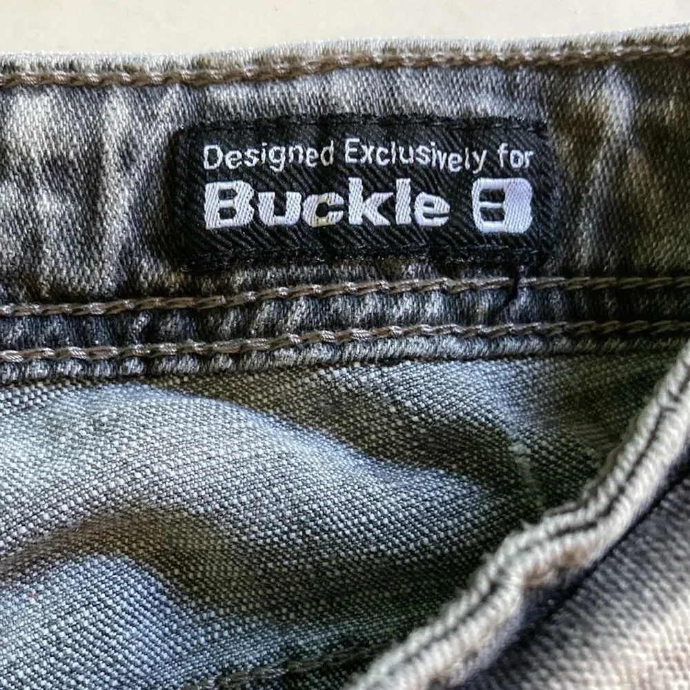 Men’s Jeans Size 31S Salvage Supply Co For Buckle Gray Washed Denim with Flaw